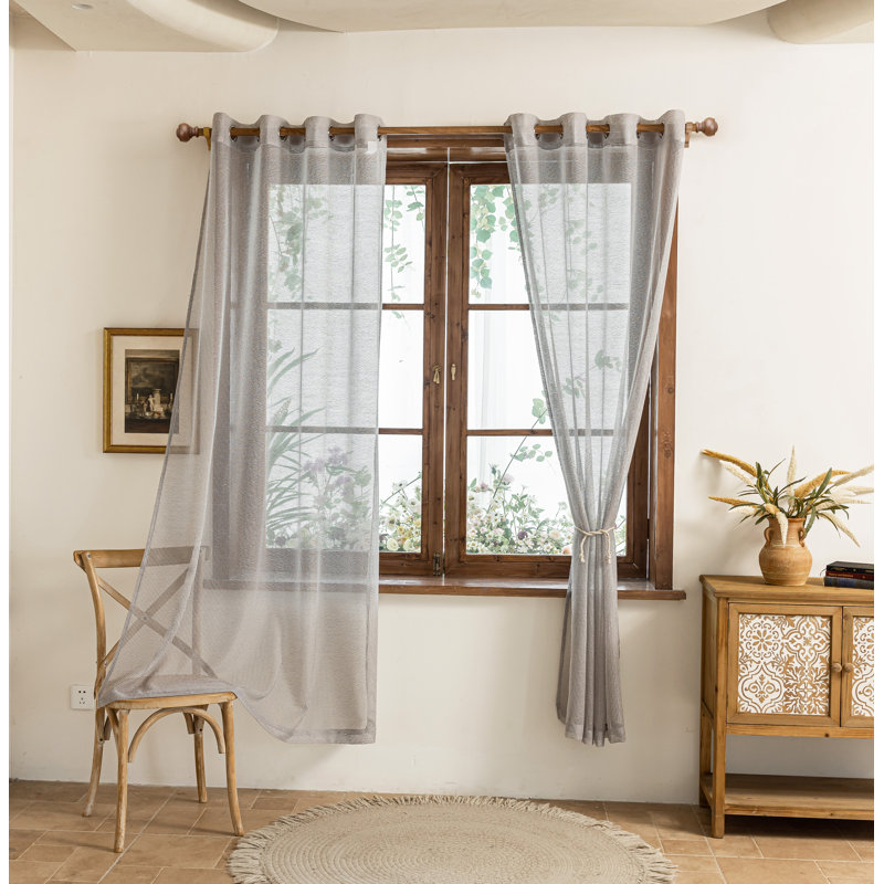 Light Filtering Polyester Back Tab Curtains Panel(Set of 2), White
