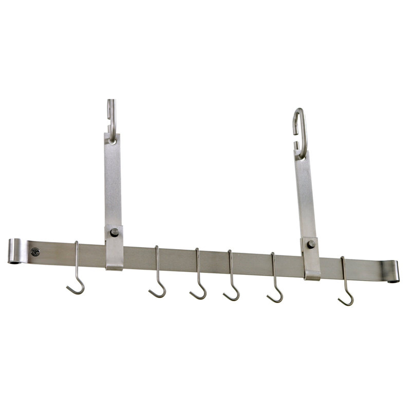 Handcrafted Adjustable Ceiling Bar, 19.5" H x 48" W x 1" D, Stainless Steel