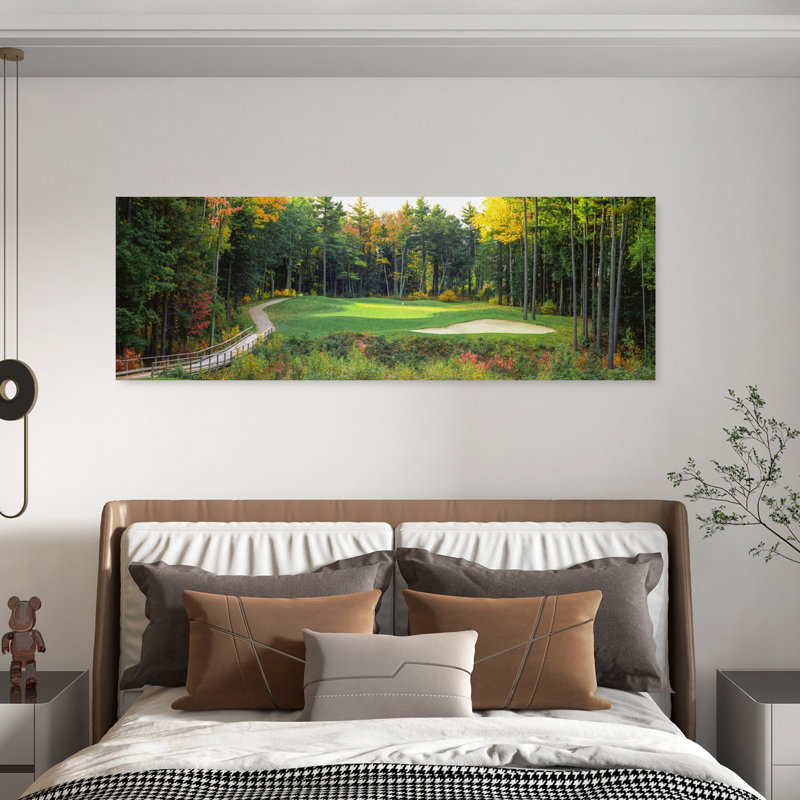 Parcours de golf, Nouvelle-Angleterre, États-Unis, paysage contemporain abstrait, art mural, H 20 po x l 60 po