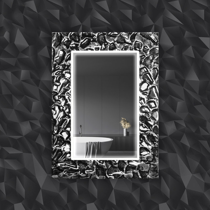 Valci Flat Glass Beveled Lighted Mirror, 38.6" x 27.6"