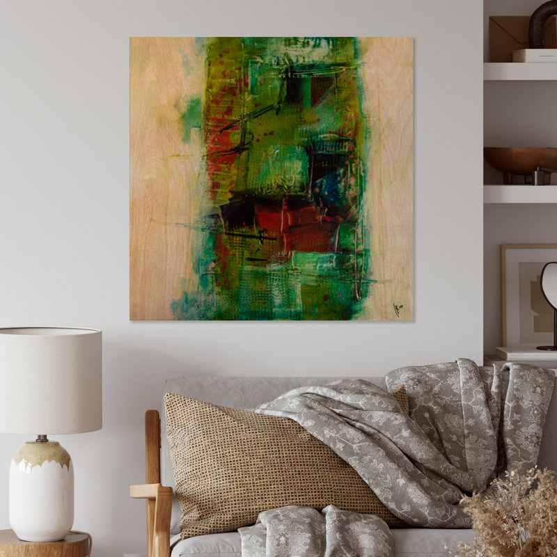 «Modern Energetic Color Dance», reproduction d'art moderne sur bois, Cadre photo noir, H 16 po x l 16 po x P 1 po