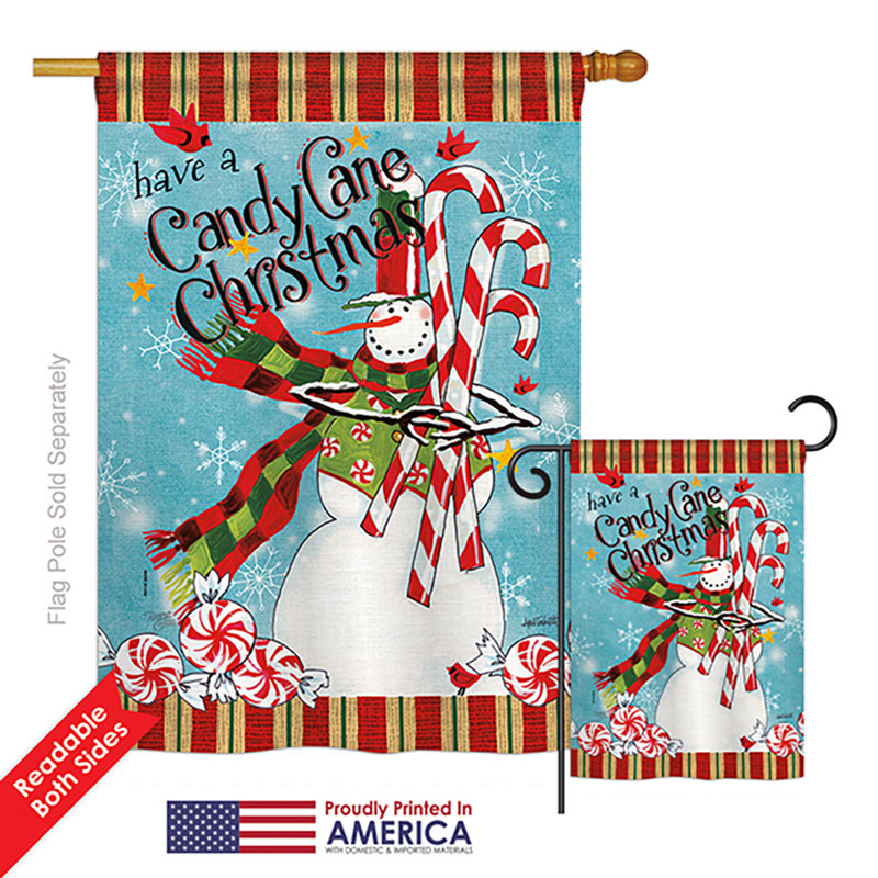 Canne à sucre, impression de noël en polyester 40 x 28 po ensemble de drapeau