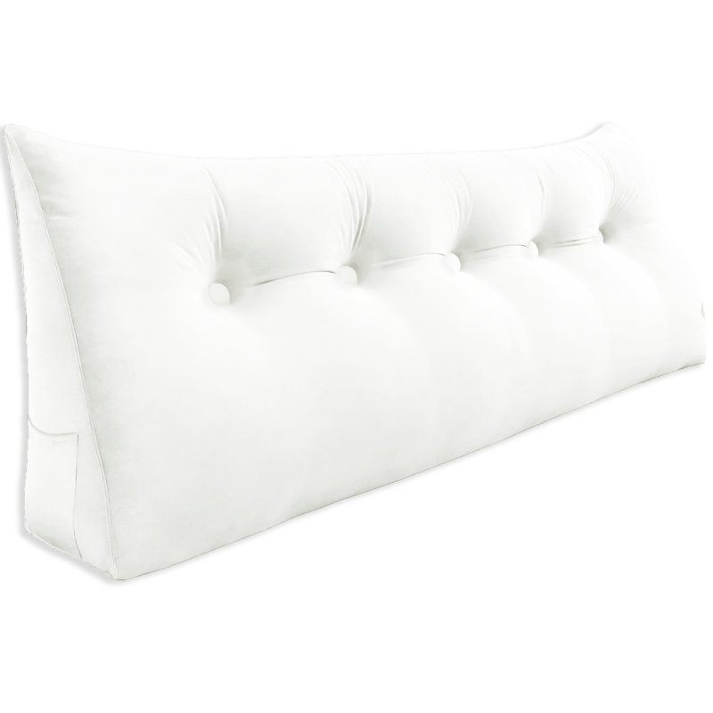 Support de dossier triangulaire en velours, Grand lit, Blanc