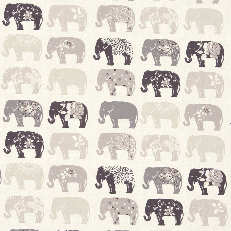 Elephants Fabric, Natural