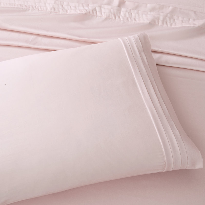 Pleat Cotton Sheets Hushed Violet 4 Piece Set King, King Sheet Set, Pink