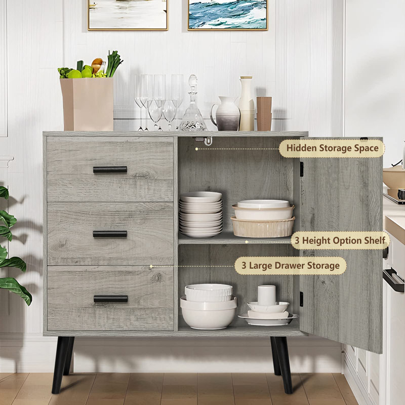Greicy Freestanding Bathroom Cabinet, Gray