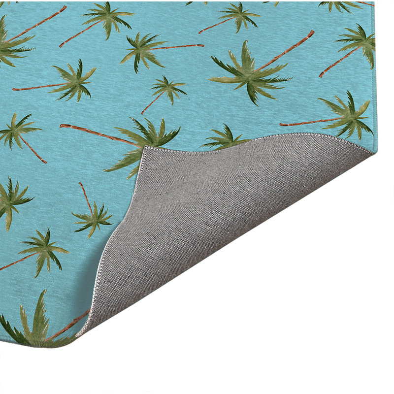 Tapis de cuisine antidérapant Summer Palms, Rectangle 4pi x 6 pi, Turquoise