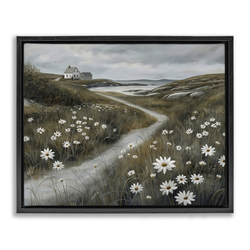 Cadre flottant marguerites le long du sentier côtier, conception par Imagine It Images, Cadre flottant noir de jais