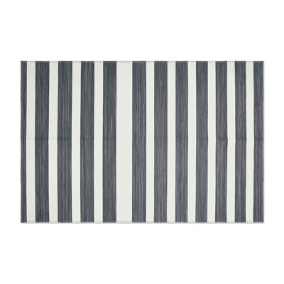 HorizontalStripes White Indoor and Outdoor Area Rug