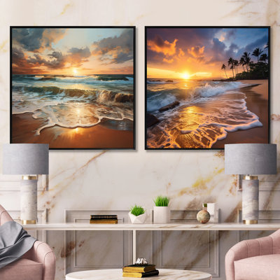 "Beach Photo Sunset Serenade XV" 2 pièces