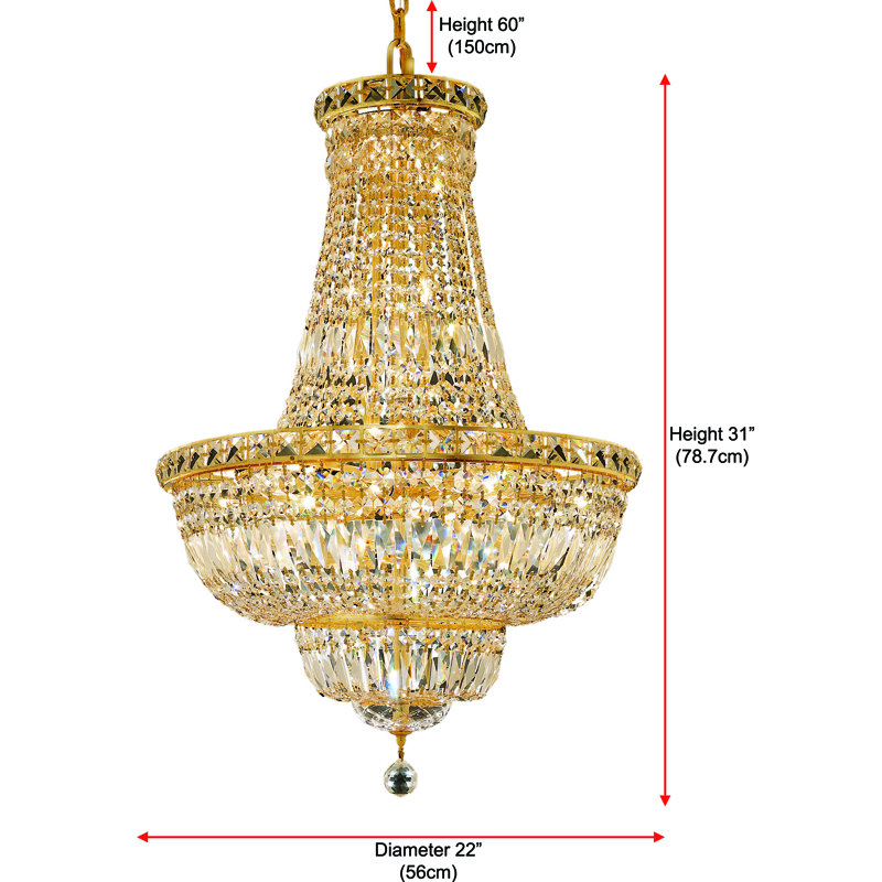 Stinnett 22 - Light Empire Chandelier, Gold, Royal Cut