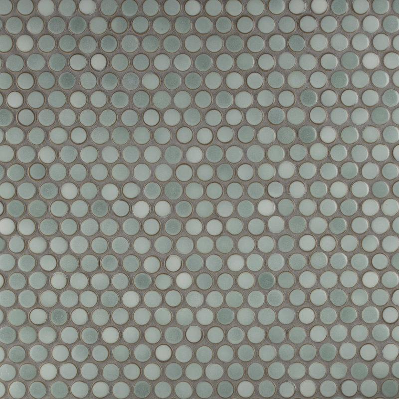 Hudson Penny Round 11-7/8 " x 12-5/8 " Porcelain Mosaic Floor & Wall Tile, Mint Green