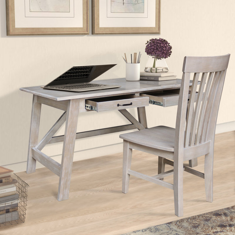 Hemlata Solid Wood Writing Desk, Grey