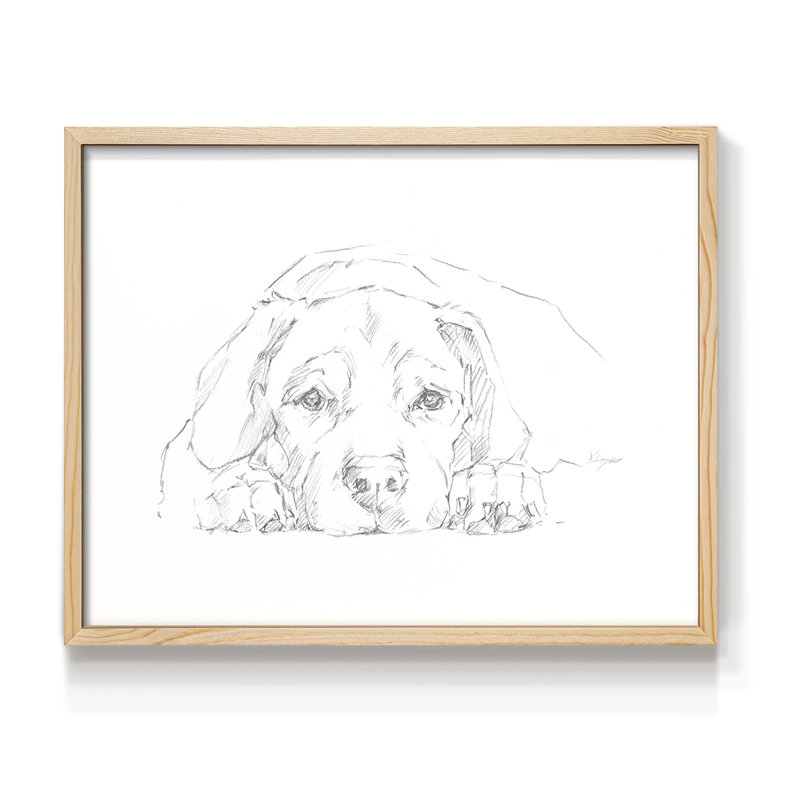 Lazy Dog III -Framed Print - Restickable, Natural, 22" H x 28" W