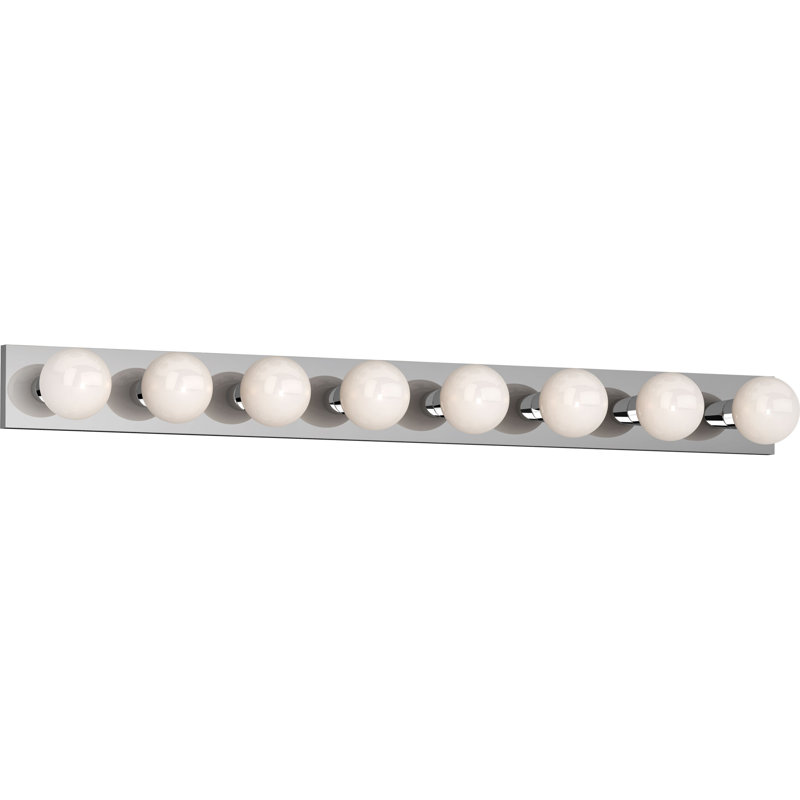 8-Light Indoor 48"W Chrome Wall Mount Vanity Light Bath Bar, Chrome