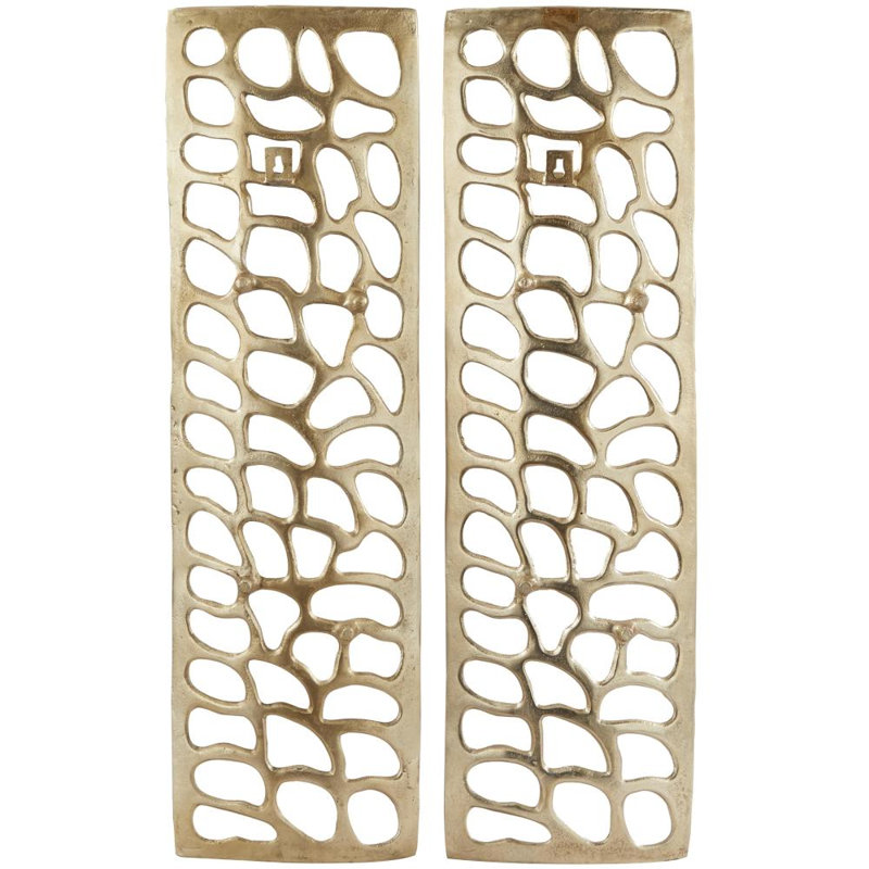 Gold Aluminum Metal Abstract Cutouts Home Wall Decor, Set of 2 7"W, 22"H