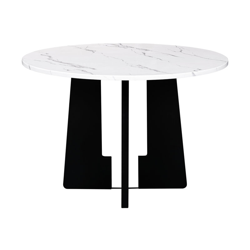 Table de salle à manger ronde de 43 pouces avec surface en faux marbre pour 4 personnes, Mid-Century moderne, cafés, restaurants, bars, espaces de travail à domicile, salles de conférence, garniture moderne, multifonction et bureaux