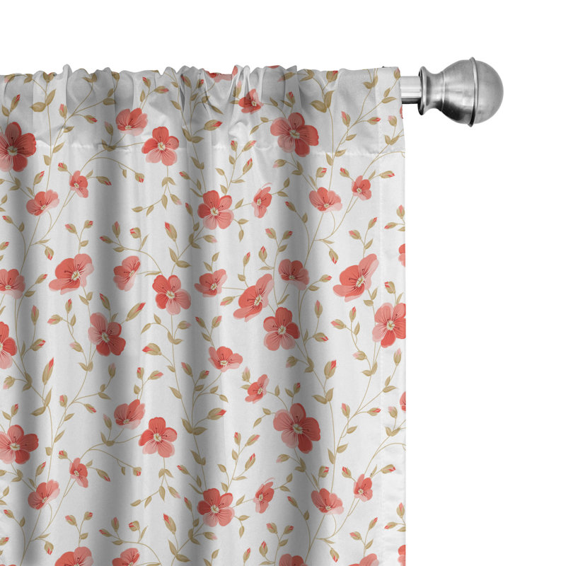 Floral Semi-Sheer Rod Pocket Curtain Panels, 28" x 95"