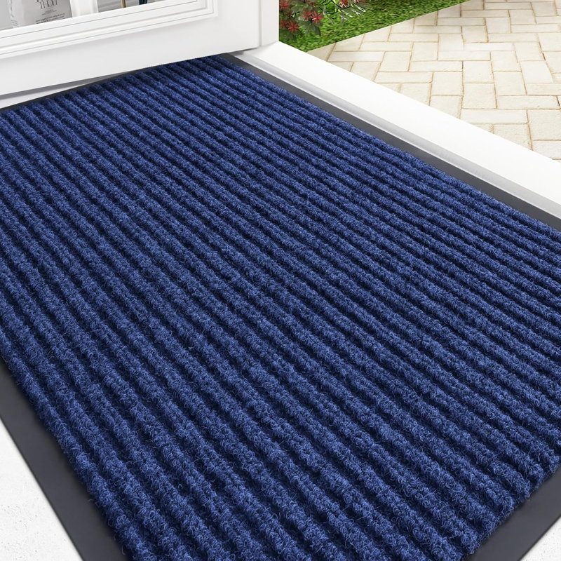 Tapis de porte imperméable et résistant, Bleu, 35" x 23"