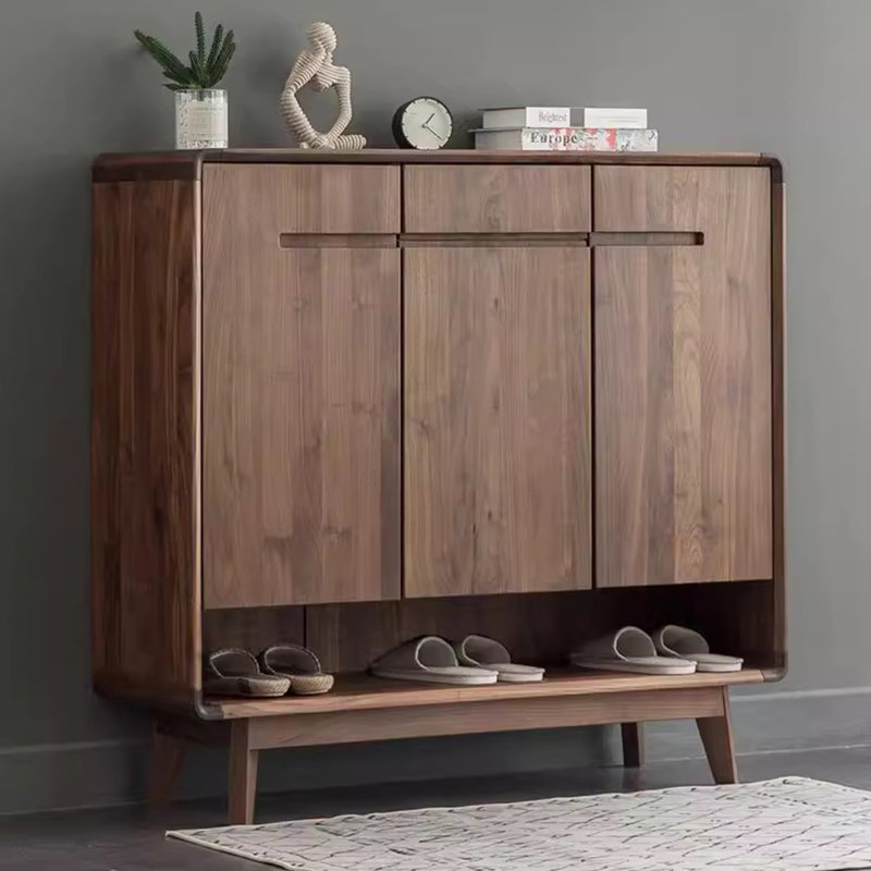 Range-chaussures moderne en bois avec rangement
