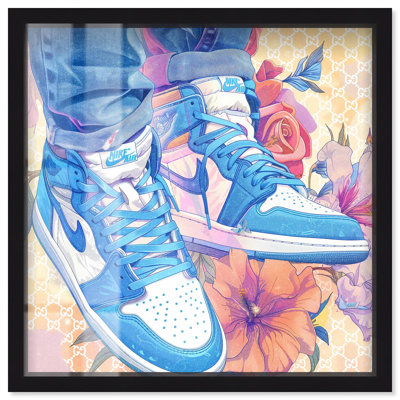 Sneakers in Bloom Shadowbox Print Sneaker Wall Art by Art Remedy