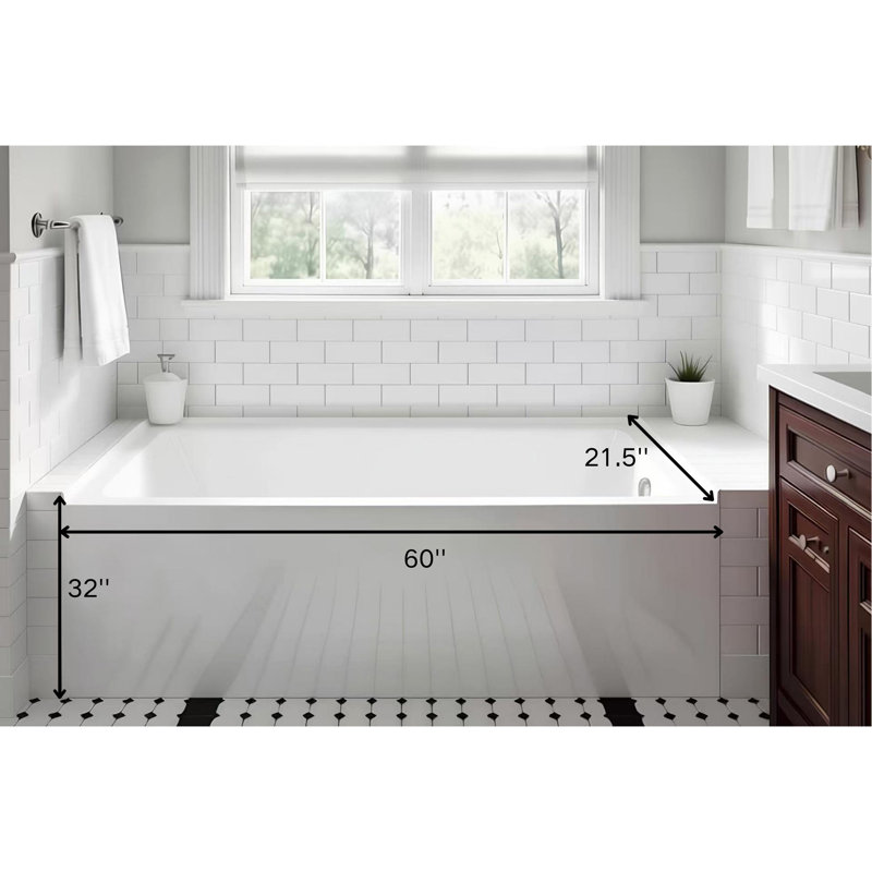 Baignoire en alcôve 60 po x 32 po CONDRIS OPAL - Baignoire de trempage en acrylique avec tablier intégré, drain à droite, installation à trois parois