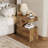 25.59" C-Shaped End Table with 2-Tier Storage, Rustic Brown Sofa Side Table