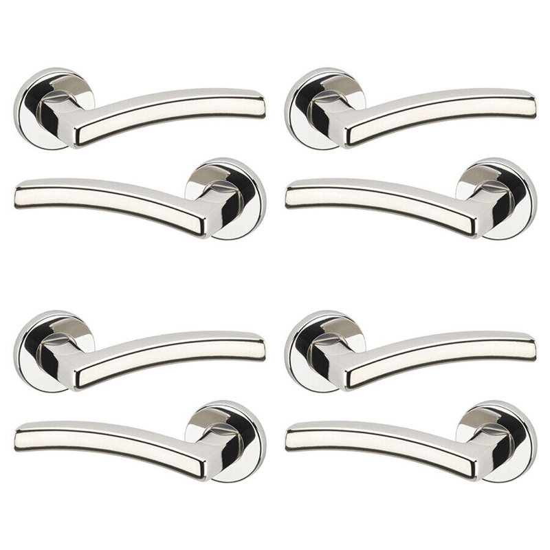 Door Handle, Polished Nickel Rose