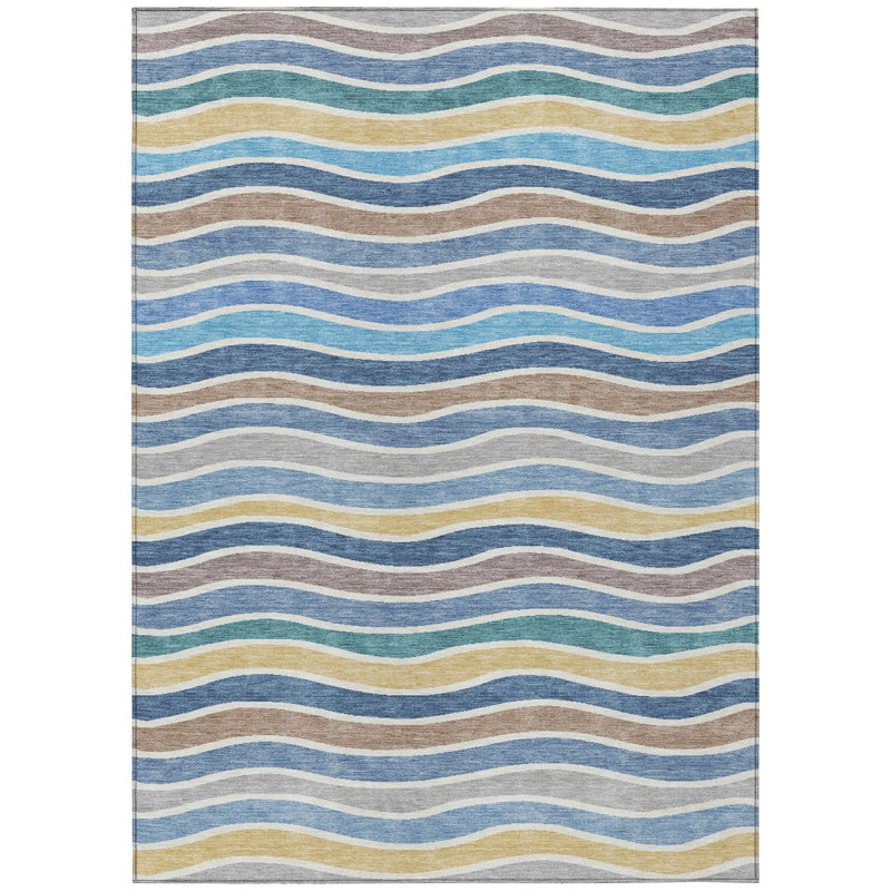 Machine Washable Indoor/Outdoor Micelotta ACN2333 Stripes Rug, Rectangle 5' x 7'6"