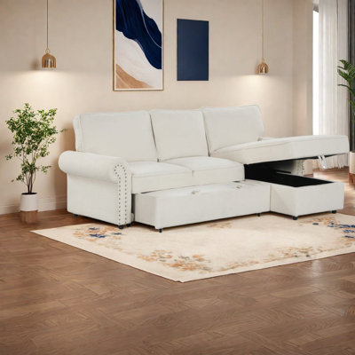 Convertible Sofas With Storage, Acacia Wood Frame, Modern Design