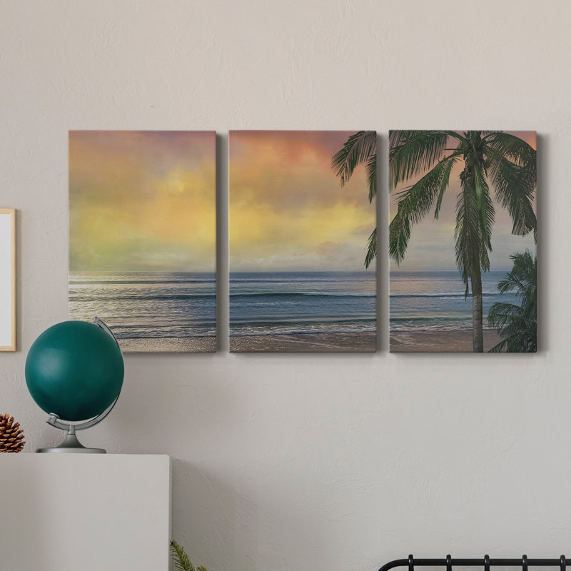 Sunset Cove II - ensemble de 3 peintures sur toile tendue, H 36 po x l 72 po x P 1 po