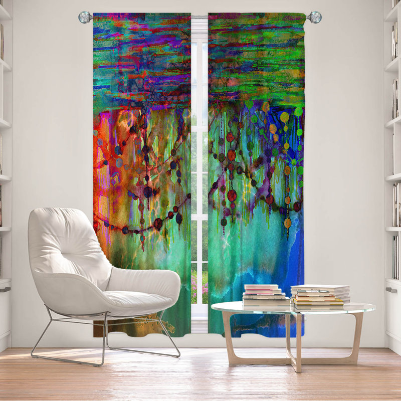 Room Darkening Curtain Pair, 20" W x 52" L, Blue/Green/Purple