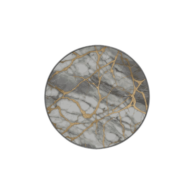 Machine Washable Gray Area Rug, Round 7'