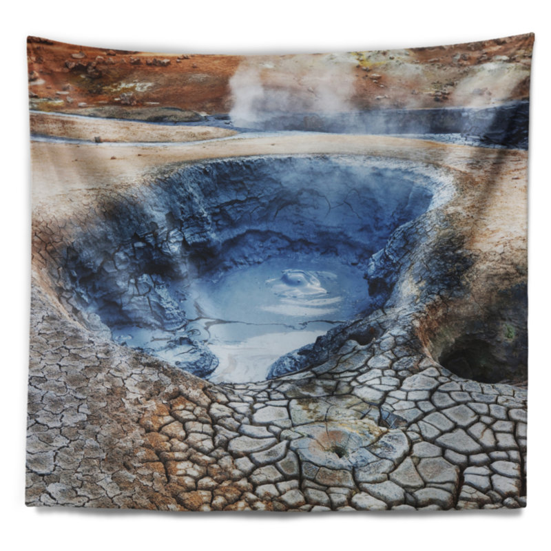 Magnifique champ de fumarole paysage en tapisserie islande, H 32 po x l 39 po