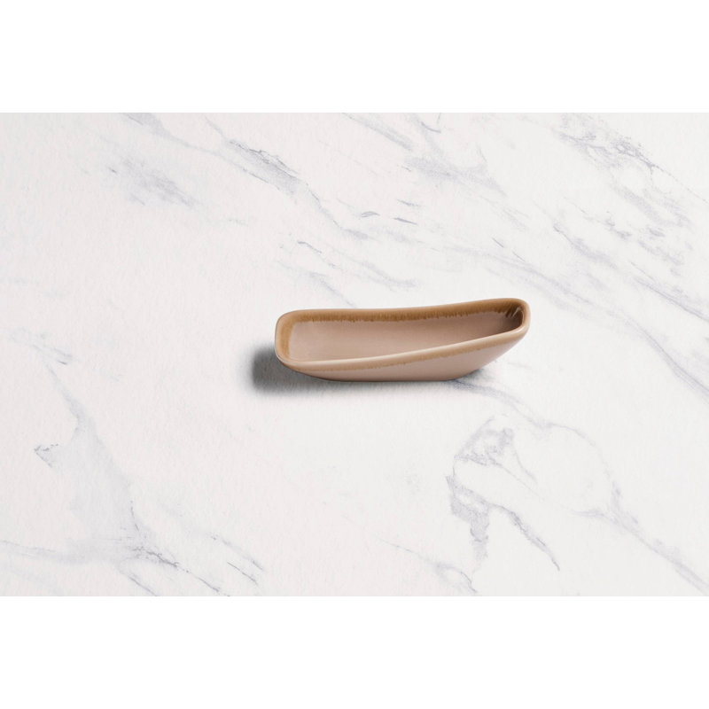 SPLASH BEIGE Premium Porcelain Vital Rectangle Serving Plate, 3.2x1.7" | Microwave & Dishwasher Safe