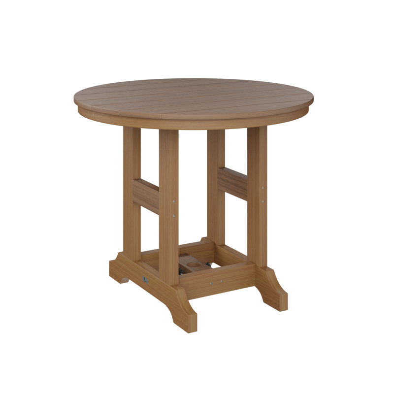 Garden Classic Outdoor Round Dining Table, Natural Teak, Antique Mahogany