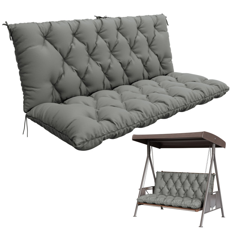 Banc de jardin avec coussin de 5 po imperméable pour l'extérieur, Gris clair, L 40 po x P 40 po