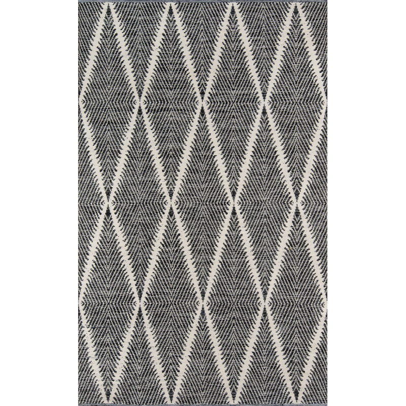 River Geometric Handmade Flatweave Black/Ivory Indoor/Outdoor Area Rug, Runner 2'3" x 8'