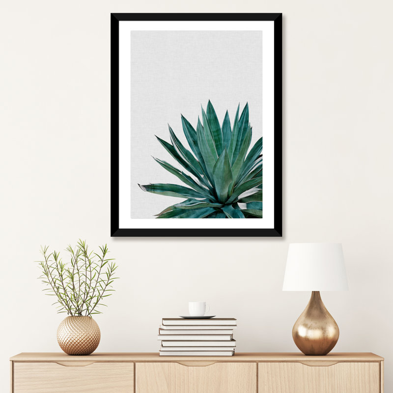 « agave cactus »-impression photographie, H 32 po x l 24 po x P 1 po, Papier avec cadre noir