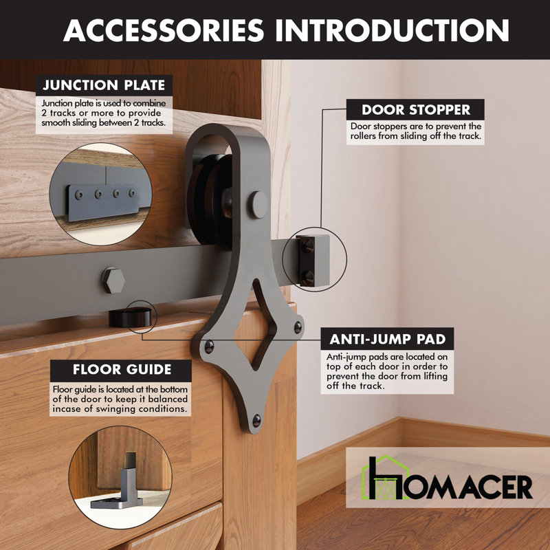 Mini Black Steel Double Barn Door Hardware Kit