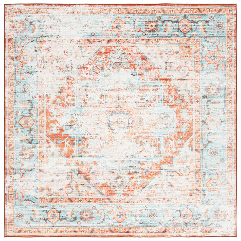 Tapis oriental performance lavable à la machine Pembleton, Carré 6 pi