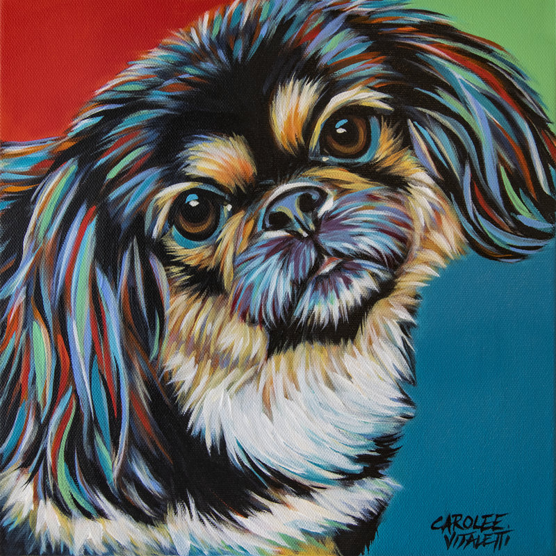 " Chroma Dogs IV " by Carolee Vitaletti Painting Print, 12" H x 12" W