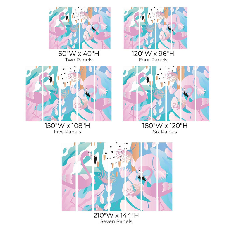 Premium Wallpaper Wall Mural - Flamingo Paradise, 108" L x 150" W