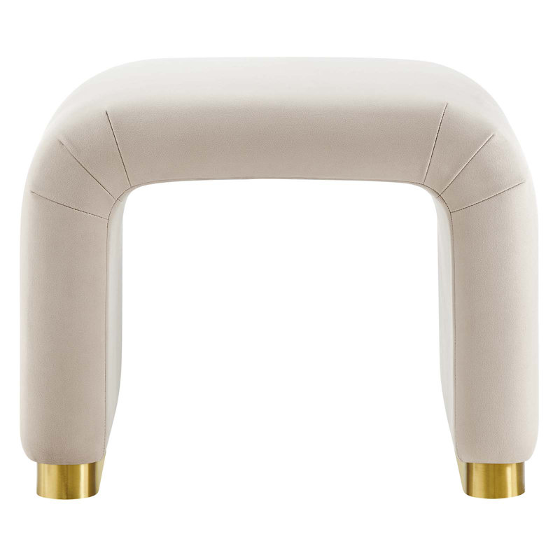 Modway Koda Solid Wood Accent Stool, Almond/Brass Gold