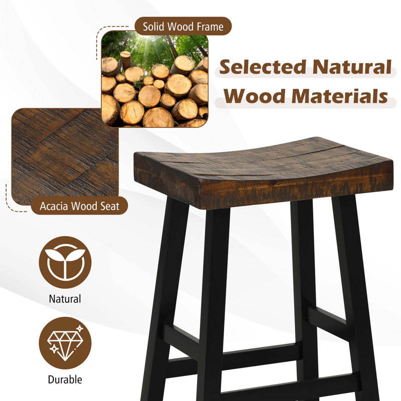 Sujin Solid Wood Counter Stool, Bar Stool (29" Seat Height)