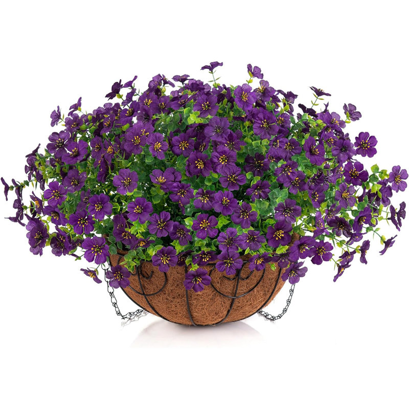 Panier de fleurs artificielles artificielles pour l'été, Mauve foncé