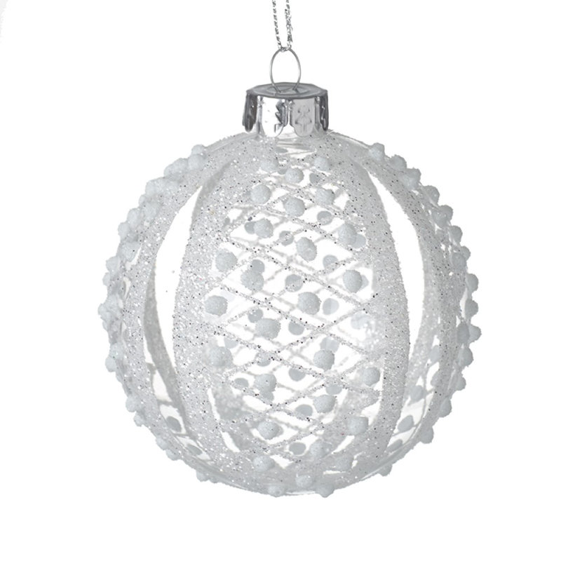 8cm Polka Dots Glass Bauble