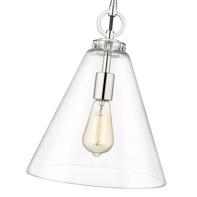 Luminaire suspendu 1 lumière Pays de Galles, H 124 po x l 11,5 po x P 11,5 po, Nickel poli