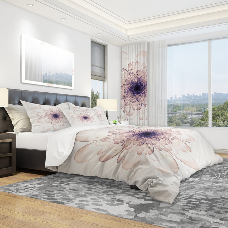 Ensemble de housse de couette Perfect Glowing Fractal Flower, Housse simple + 1 taie