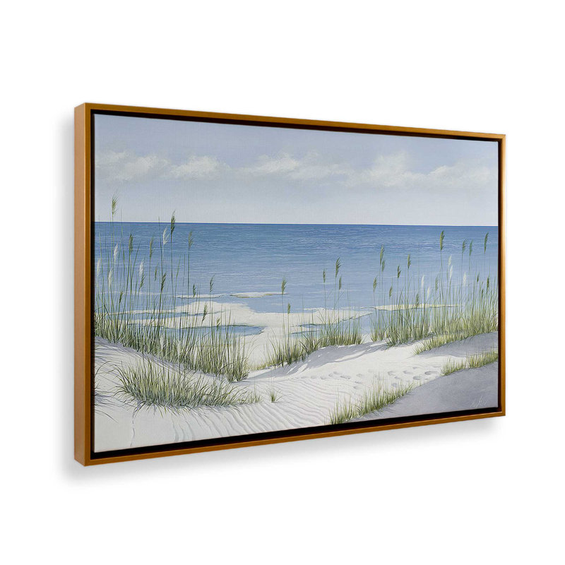«Sandy Whispers On Canvas» par Max Maxx, reproduction, Cadre flottant or poli, H 14 po x l 20 po x P 1,75 po